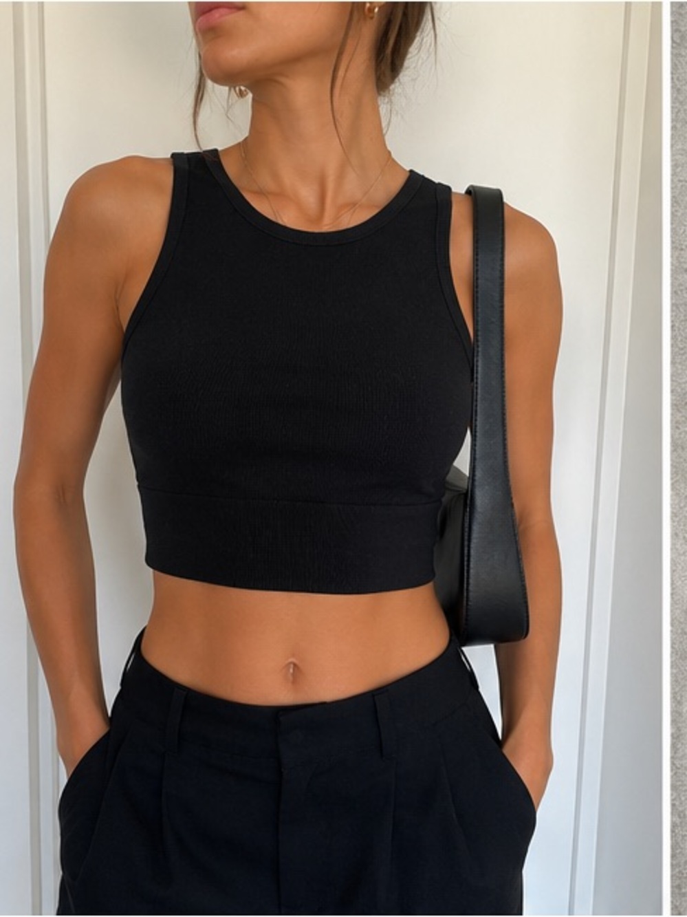 Babaton Aritzia Silhouette Seamless Ribbed Crop Tank Black L NWT